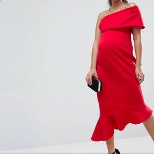 ASOS one shoulder scuba maternity dress